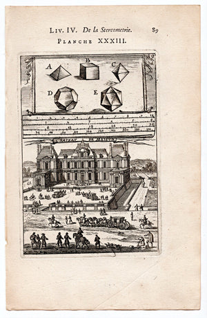 1702 Manesson Mallet, Chateau de Maison, Paris, France, Antique Print. Plate XXXIII