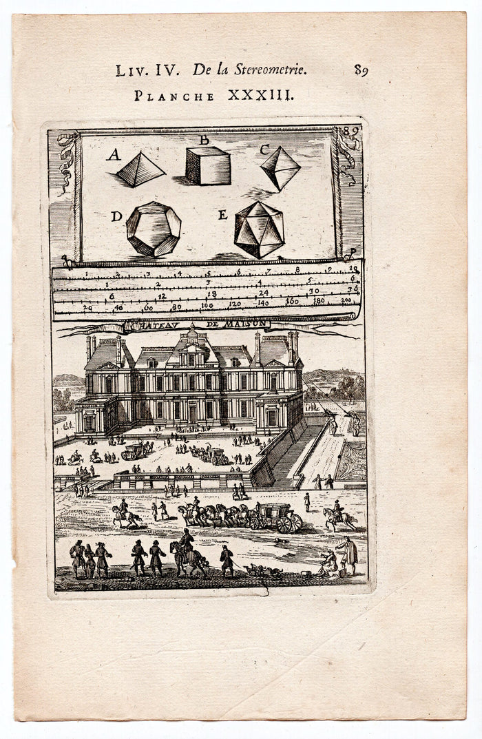 1702 Manesson Mallet, Chateau St Germain en Laye, Garden View, Paris Antique Print