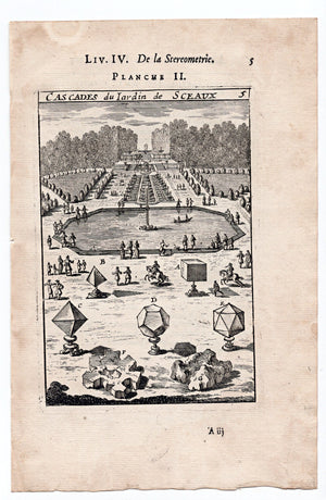 1702 Manesson Mallet, Chateau de Sceaux, Fountains, Waterfalls, Hauts-de-Seine, Paris, France, Antique Print. Plate 2