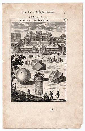 1702 Manesson Mallet, Chateau de Sceaux, Hauts-de-Seine, Paris, France, Antique Print. Plate I