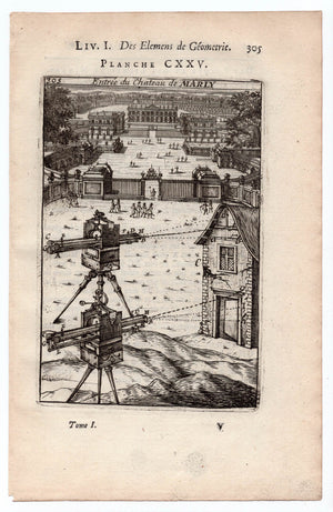 1702 Manesson Mallet, Entrance, Gate to Chateau Marly. Paris, Antique Print. Plate CXXV