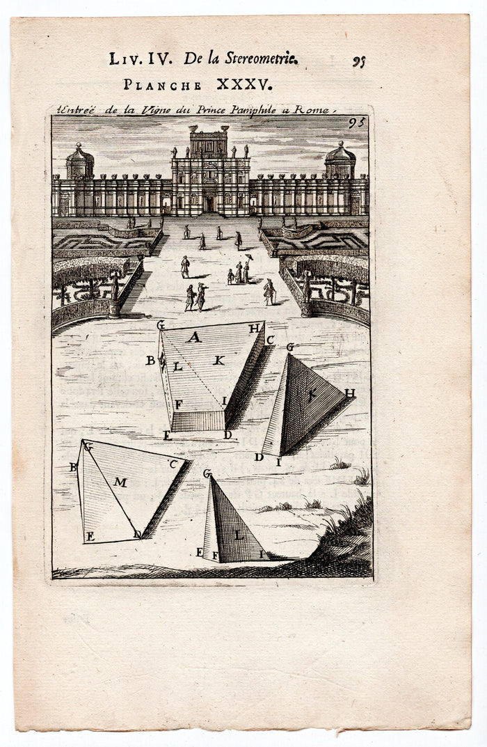 1702 Manesson Mallet, Entree de la Vigne de Prince Pamphile a Rome, Antique Print