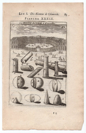 1702 Manesson Mallet, La Petite ecurie a Versailles, Stables, Paris, Antique Print. Plate XXXIX