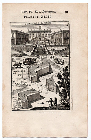 1702 Manesson Mallet, Place du Capitole, Piazza del Campidoglio, Rome, Italy, Antique Print. Plate XLIII