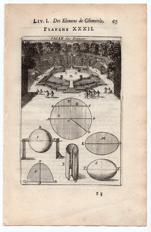 1702 Manesson Mallet, Salle des Dances, Versailles Paris, Antique Print. Plate XXXII