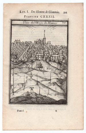 1702 Manesson Mallet, View of Marly-le-Roi, Marly. Paris, Antique Print. Plate CXXXII