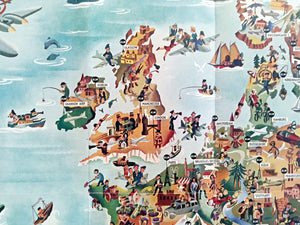1952 Europa Pictorial Map of Europe by Joop Geesink KLM Royal Dutch Airlines 10