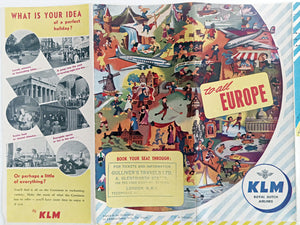 1952 Europa Pictorial Map of Europe by Joop Geesink KLM Royal Dutch Airlines 11