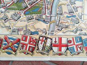 1953 Historic Queen Elizabeth II Royal Coronation Route London Pictorial Map 15