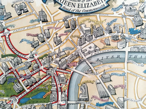 1953 Historic Queen Elizabeth II Royal Coronation Route London Pictorial Map 8