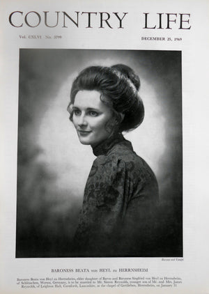 Baroness Beata von Heyl zu Herrnsheim Country Life Magazine Portrait December 25, 1969 Vol. CXLVI No. 3799