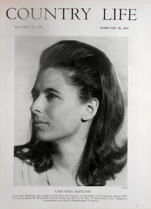 Lady Olga Maitland Country Life Magazine Portrait February 20, 1969 Vol. CXLV No. 3755