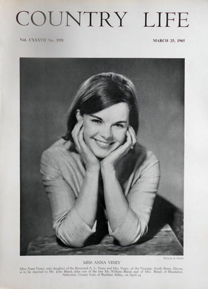 Miss Anna Vesey Country Life Magazine Portrait March 15, 1966 Vol. CXXXVII No. 3551
