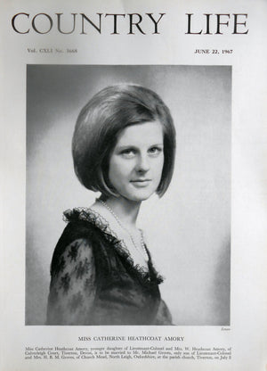 Miss Catherine Heathcoat Amory Country Life Magazine Portrait June 22, 1967 Vol. CXLI No. 3668