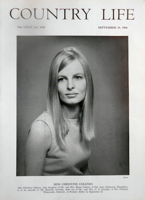 Miss Christine Colenso Country Life Magazine Portrait September 19, 1968 Vol. CXLIV No. 3733