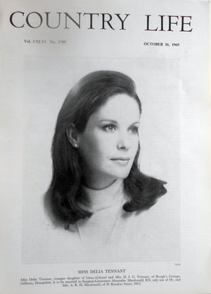 Miss Delia Tennant Country Life Magazine Portrait October 16, 1969 Vol. CXLVI No. 3789