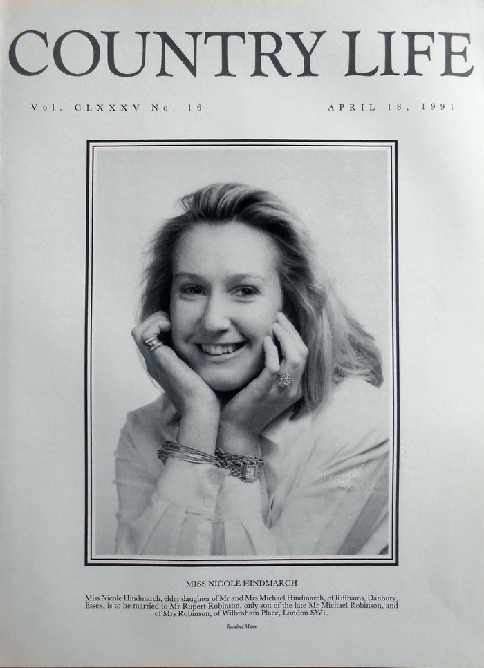 Miss Nicole Hindmarch Country Life Magazine Portrait April 18, 1991 Vol. CLXXXV No. 16