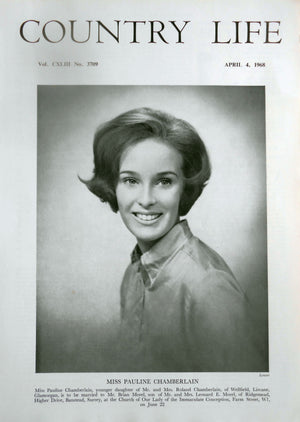 Miss Pauline Chamberlain Country Life Magazine Portrait April 4, 1968 Vol. CXLVIII No. 3709