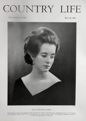 Miss Penelope Forde Country Life Magazine Portrait May 19, 1966 Vol. CXXXIX No. 3611