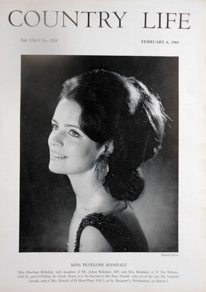 Miss Penelope Ridsdale Country Life Magazine Portrait February 6, 1969 Vol. CXLV No. 3753