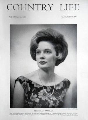 Miss Susan Barclay Country Life Magazine Portrait January 16, 1964 Vol. CXXXV No. 3489
