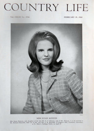 Miss Susan Kenyon Country Life Magazine Portrait February 29, 1968 Vol. CXLVIII No. 3704