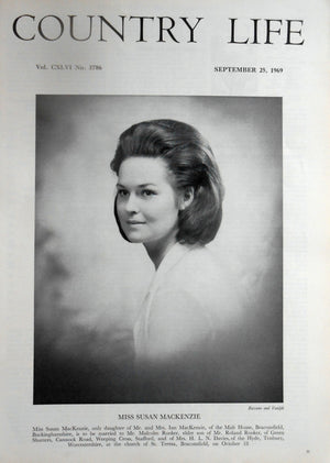 Miss Susan MacKenzie Country Life Magazine Portrait September 25, 1969 Vol. CXLVI No. 3786