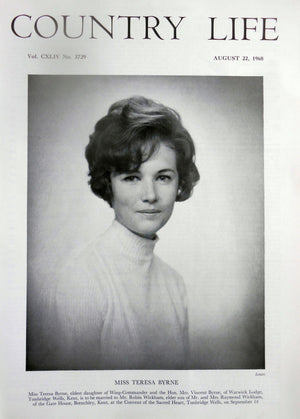 Miss Teresa Byrne Country Life Magazine Portrait August 22, 1968 Vol. CXLIV No. 3729