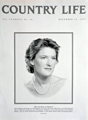 Mrs Nicholas Hedley, Miss Elizabeth McCarthy Country Life Magazine Portrait December 14, 1989 Vol. CLXXXIII No. 50