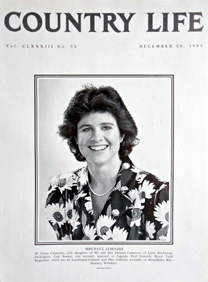 Mrs Paul Cornish, Dr Fiona Cameron Country Life Magazine Portrait December 28, 1989 Vol. CLXXXIII No. 52
