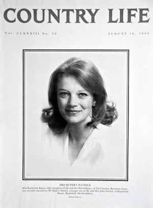 Mrs Rupert Patrick, Miss Katherine Rance Country Life Magazine Portrait August 10, 1989 Vol. CLXXXIII No. 32