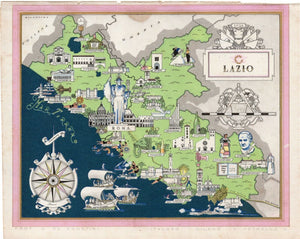 c1941-Lazio-Italy-Pictorial-Map-De-Agostini-Nicouline-Vsevolod-Petrovic