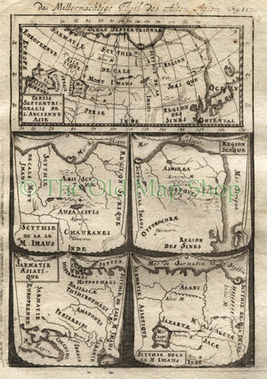 1719 Manesson Mallet Antique Map Asia, Asie Ancienne, published by Johann Adam Jung