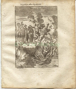 1719 Manesson Mallet "Idolatres" India, Funeral Pyre, Hindu Cremation, Antique Print published by Johann Adam Jung