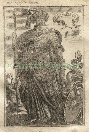 1719 Manesson Mallet "Roy De Perse" King of Persia, Iran, Antique Print published by Johann Adam Jung