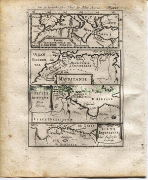 1719 Manesson Mallet North Africa, Tunisia, Libya, Morocco, Malta Antique Map, Print