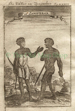 1719 Manesson Mallet "P. De Zanguebar" People of Zanzibar, Tanzania, East Africa, Antique Print