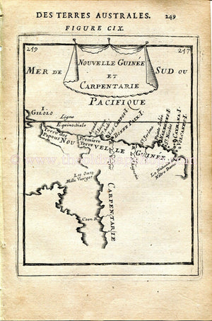 1683 Manesson Mallet Antique Map Australia, New Guinea, Cape York Peninsula, Queensland "Nouvelle Guinee et Carpentarie" Print