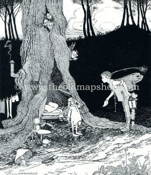 1921 Ida Rentoul Outhwaite Antique Fairy Print (Potty To The Rescue) Vintage Book Plate, from The Enchanted Forest