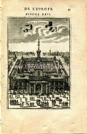 1683 Manesson Mallet "Bourse de Londres" London Stock Exchange, England, Antique Print, Engraving