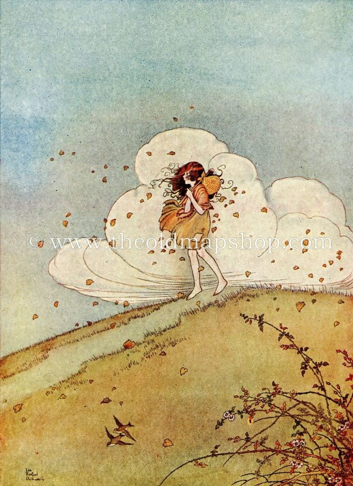 1925 Ida Rentoul Outhwaite Antique Fairy Print (Anne Nearing Home) Vintage Book Plate, from The Enchanted Forest