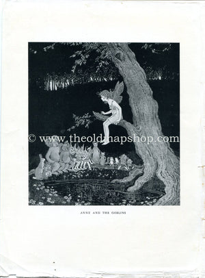 1925 Ida Rentoul Outhwaite Antique Fairy Print (Anne And The Goblin) Vintage Book Plate, from The Enchanted Forest