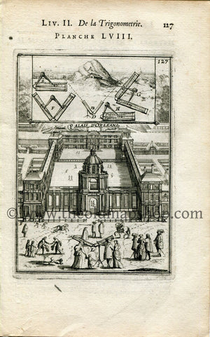 1702 Manesson Mallet Antique Print, Engraving - Palais d'Orléans, Luxembourg Palace, Paris, France - No.58