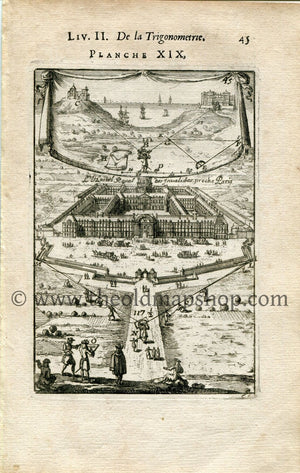 1702 Manesson Mallet Antique Print, Engraving - Les Invalides, Hôtel National des Invalides, Paris, France, Surveying Graphometer - No.19 - The Old Map Shop