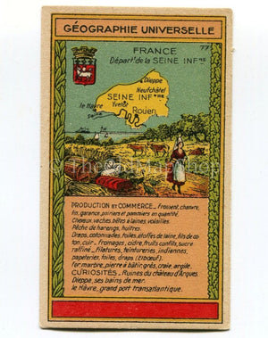Seine-Maritime, France, Antique Map c.1920 - A scarce advertising card for La Belle Jardiniere, shopping center, Paris France