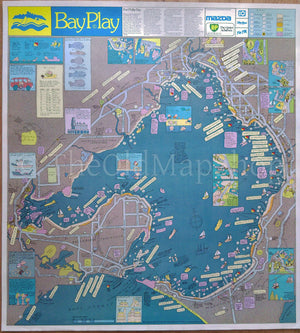 c.1984 Port Phillip Bay Play Pictorial Map Melbourne Geelong Portsea Queenscliff Sorrento Rosebud Frankston Mornington Victoria Australia