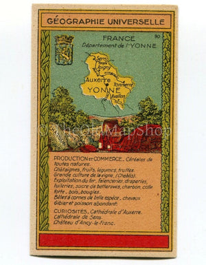 Yonne, France, Antique Map c.1920 - A scarce advertising card for La Belle Jardiniere, shopping center, Paris France