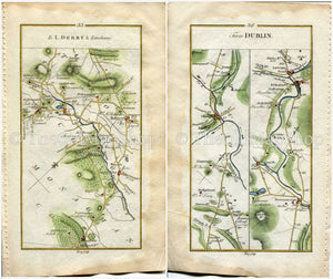 1778 Taylor & Skinner Antique Ireland Road Map 35/36 Aughnacloy Emyvale Clogher Ballygawley Omagh Newtownstewart Ardstraw Strabane Lifford