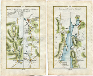 1778 Taylor & Skinner Antique Ireland Road Map 107/108 Abbeyfeale Castleisland Ballyseede Tralee Derrymore Kilgobbin Lispole Brackluin
