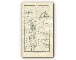 1778 Taylor & Skinner Antique Ireland Road Map 81/82 Kilbeggan Ferbane Belmont Clonony Moystown Shannonbridge Ballinasloe Aughrim Loughrea